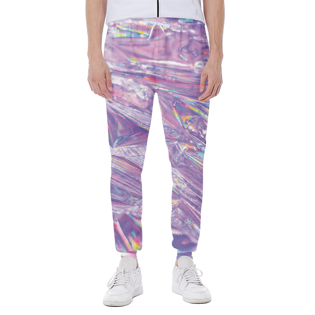 Purple Holographic Print Scuba Joggers
