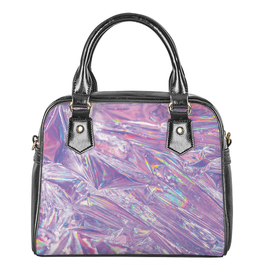 Purple Holographic Print Shoulder Handbag