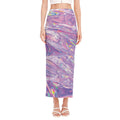 Purple Holographic Print Side Slit Maxi Skirt