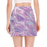 Purple Holographic Print Side Slit Mini Skirt
