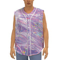 Purple Holographic Print Sleeveless Baseball Jersey