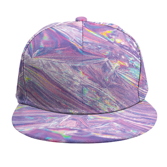 Purple Holographic Print Snapback Cap
