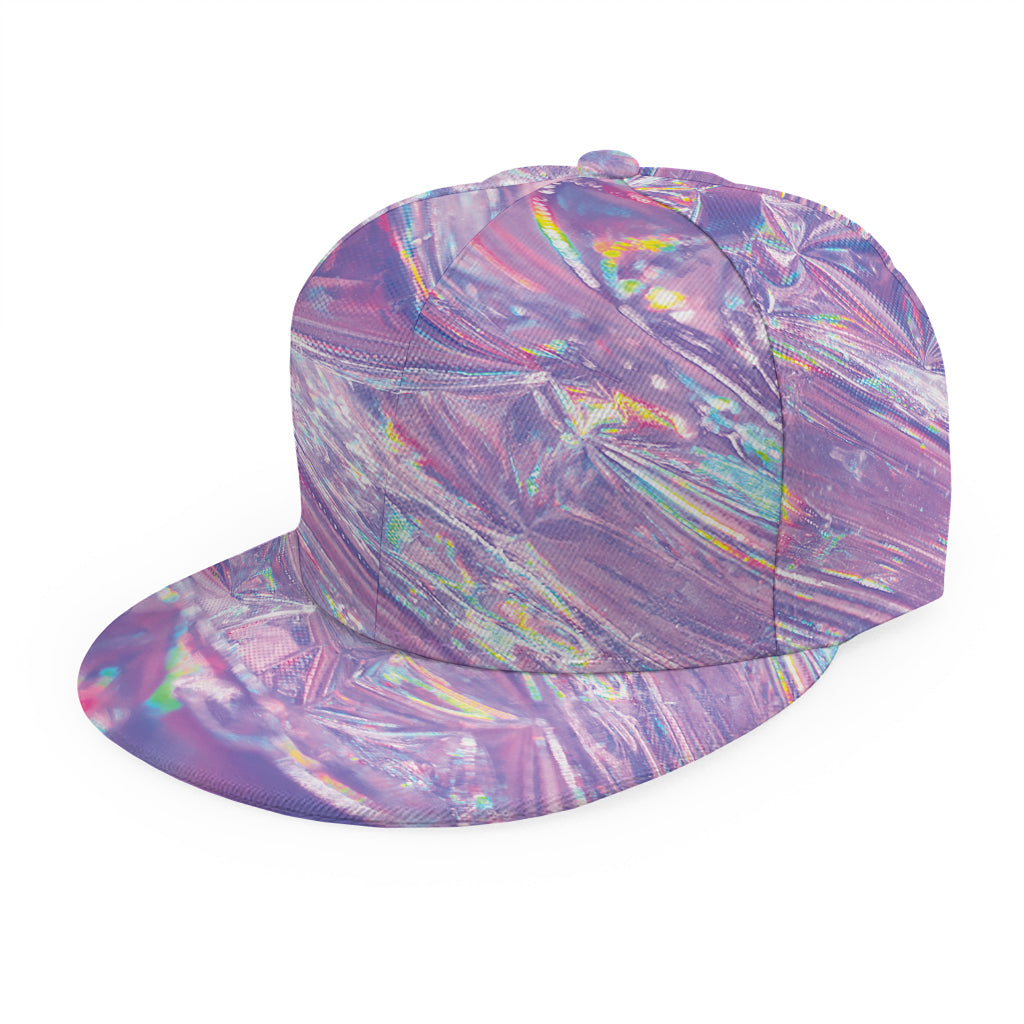 Purple Holographic Print Snapback Cap