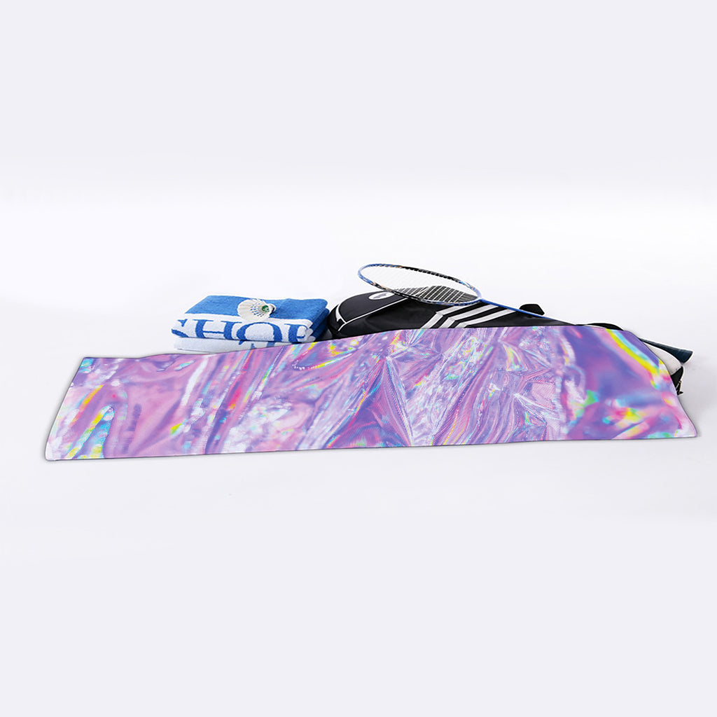 Purple Holographic Print Sports Towel