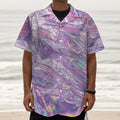 Purple Holographic Print Textured Short Sleeve Shirt