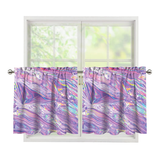 Purple Holographic Print Tier Curtains