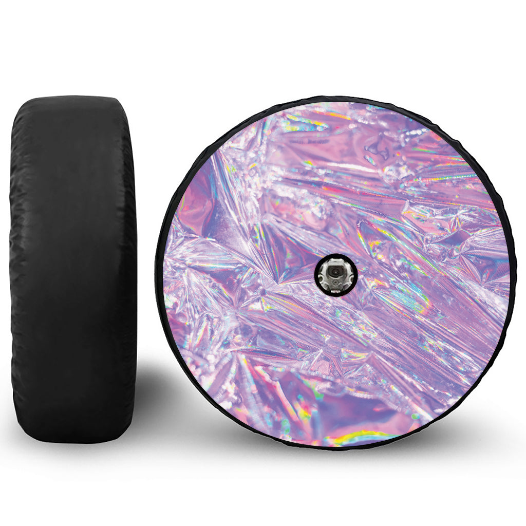 Purple Holographic Print Tire Cover With Camera Hole