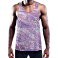 Purple Holographic Print Men's Workout Tank Top