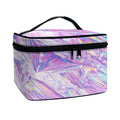 Purple Holographic Print Travel Makeup Bag