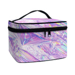 Purple Holographic Print Travel Makeup Bag