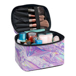 Purple Holographic Print Travel Makeup Bag