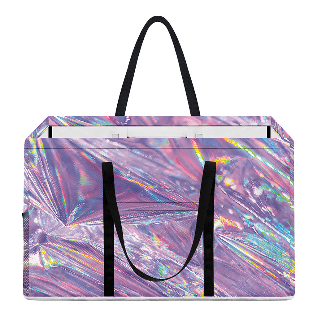 Purple Holographic Print Utility Tote Bag