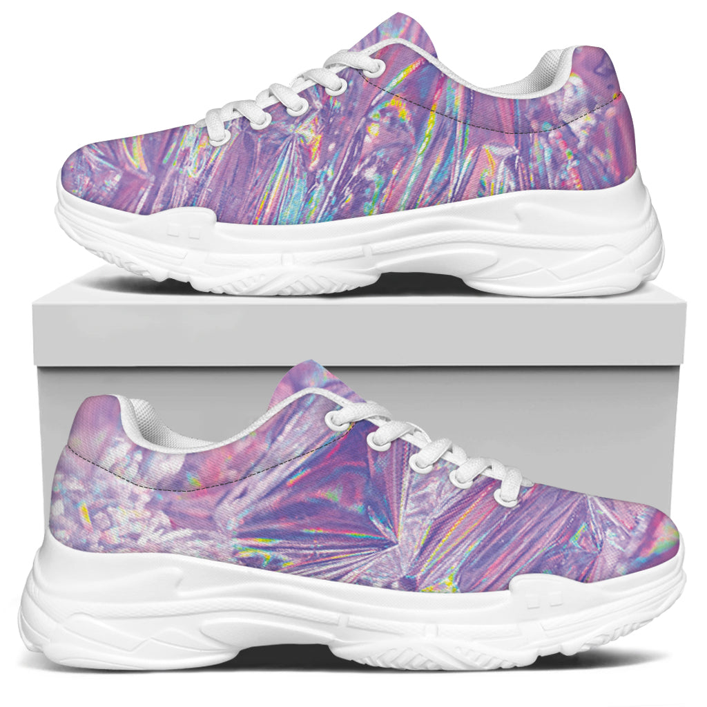 Purple Holographic Print White Chunky Shoes