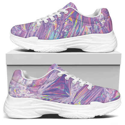 Purple Holographic Print White Chunky Shoes