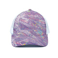 Purple Holographic Print White Mesh Trucker Hat