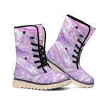 Purple Holographic Print Winter Boots