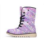 Purple Holographic Print Winter Boots