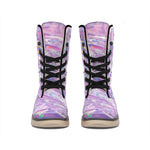 Purple Holographic Print Winter Boots