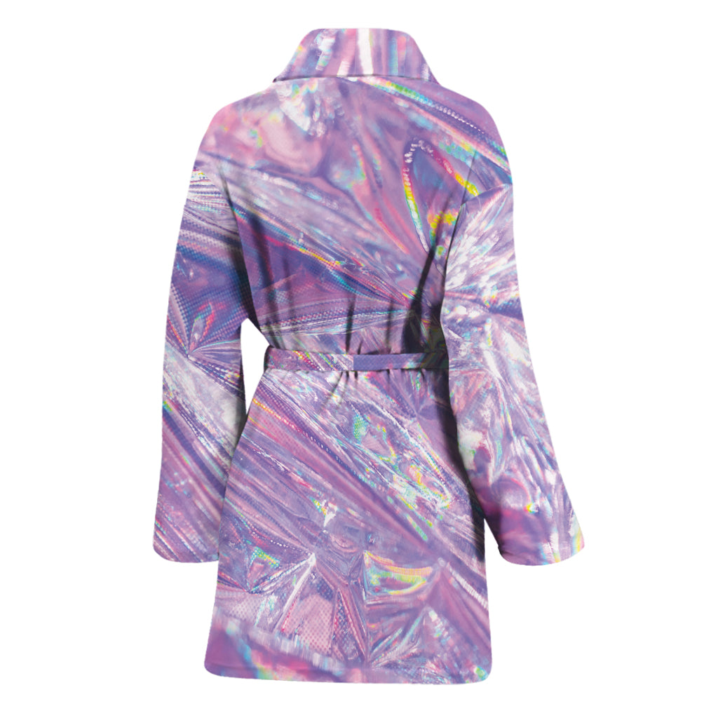Purple Holographic Print Women's Bathrobe