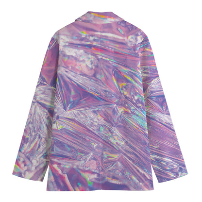 Purple Holographic Print Women's Blazer