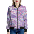 Purple Holographic Print Women's Bomber Jacket
