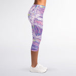 Purple Holographic Print Women's Capri Leggings