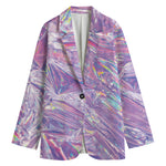 Purple Holographic Print Women's Cotton Blazer