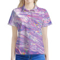 Purple Holographic Print Women's Polo Shirt
