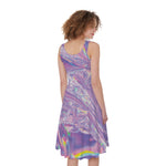 Purple Holographic Print Women's Sleeveless Dress