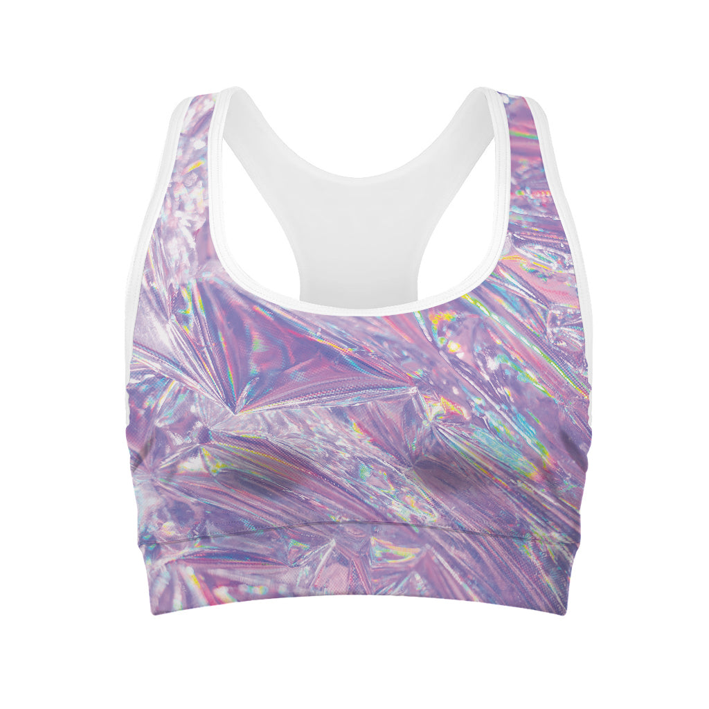 Purple Holographic Print Women's Sports Bra