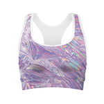 Purple Holographic Print Women's Sports Bra