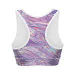 Purple Holographic Print Women's Sports Bra