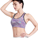Purple Holographic Print Women's Sports Bra