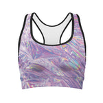 Purple Holographic Print Women's Sports Bra