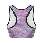 Purple Holographic Print Women's Sports Bra