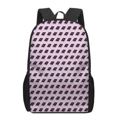 Purple Holy Bible Pattern Print 17 Inch Backpack