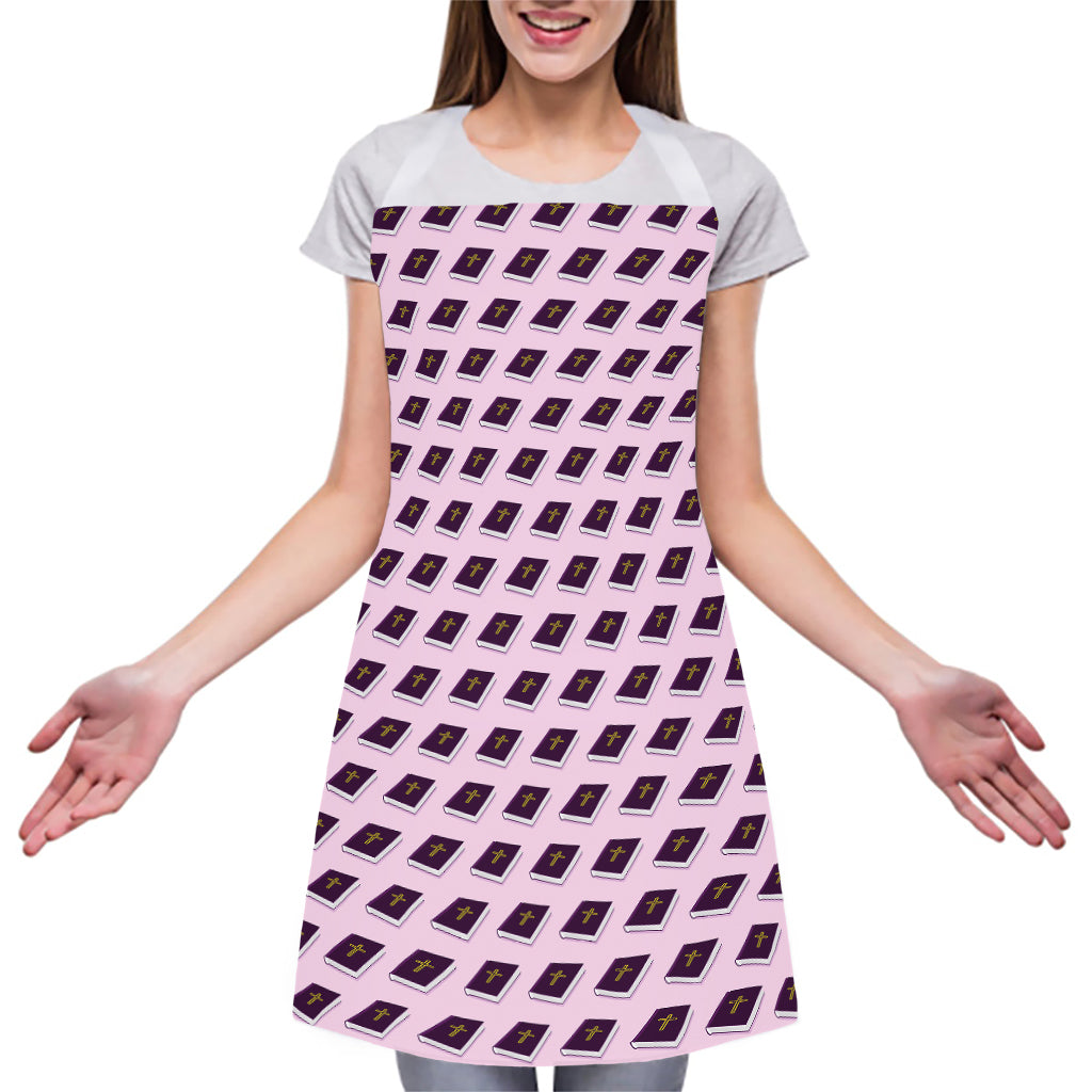 Purple Holy Bible Pattern Print Adjustable Apron