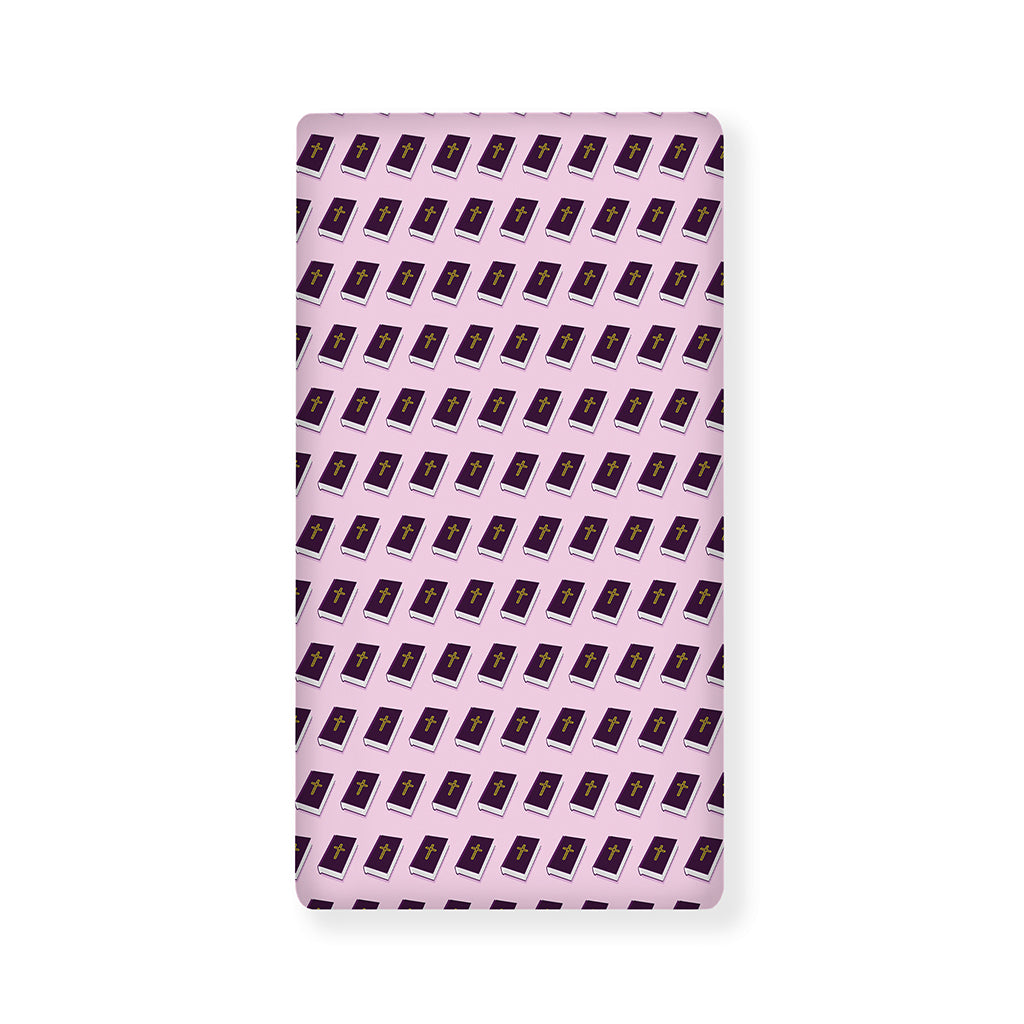 Purple Holy Bible Pattern Print Baby Crib Sheet