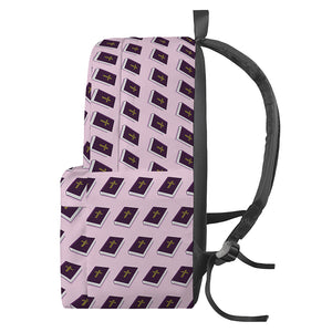 Purple Holy Bible Pattern Print Backpack