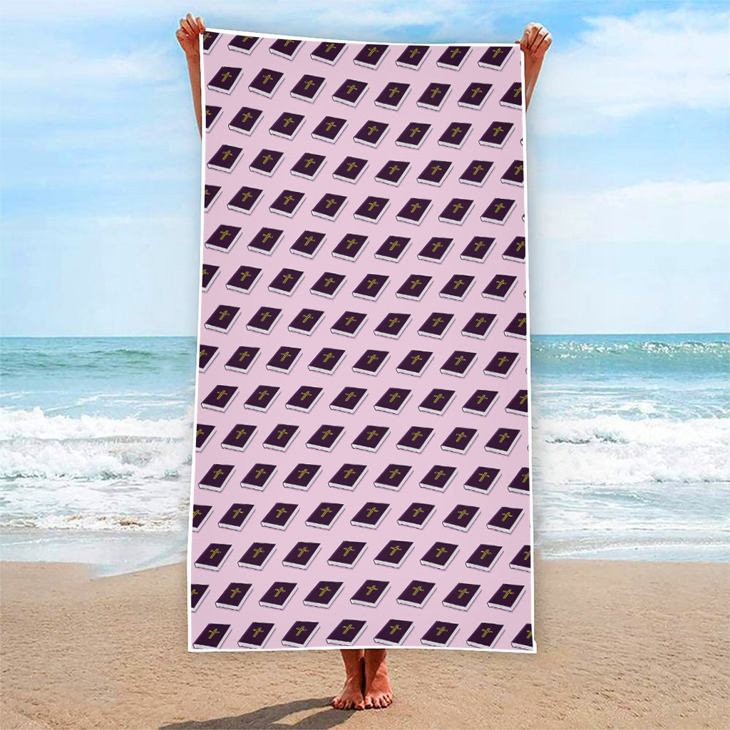 Purple Holy Bible Pattern Print Beach Towel