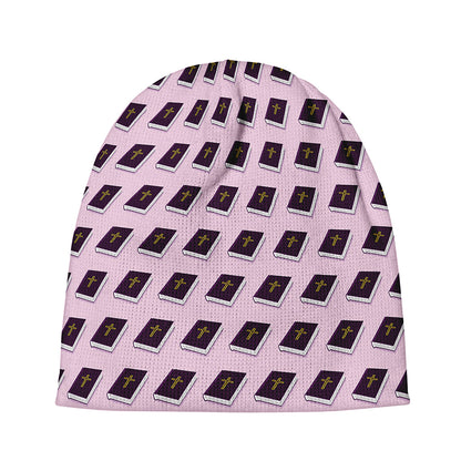 Purple Holy Bible Pattern Print Beanie