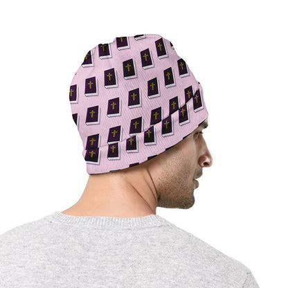Purple Holy Bible Pattern Print Beanie