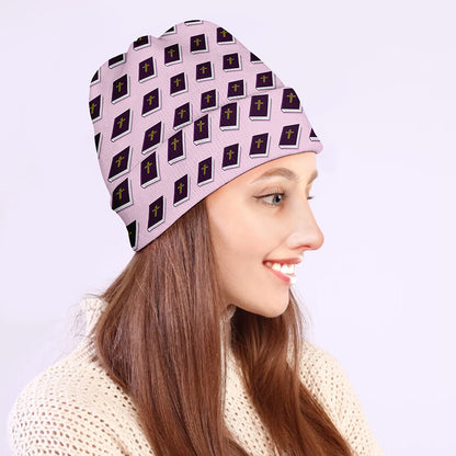 Purple Holy Bible Pattern Print Beanie