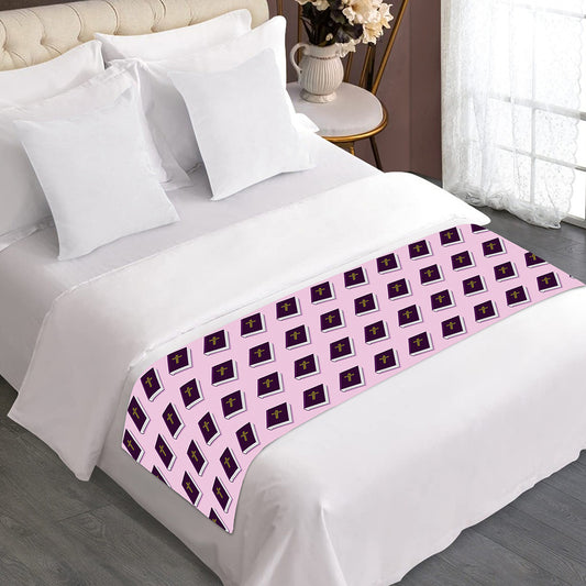 Purple Holy Bible Pattern Print Bed Runner