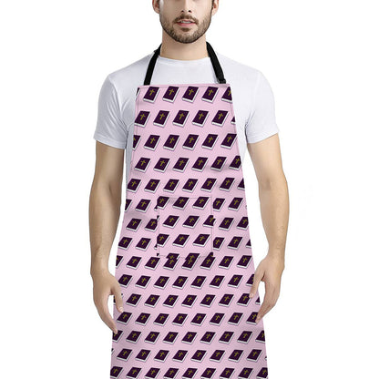 Purple Holy Bible Pattern Print Bib Apron With Pocket