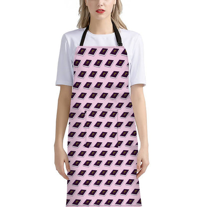 Purple Holy Bible Pattern Print Bib Apron With Pocket