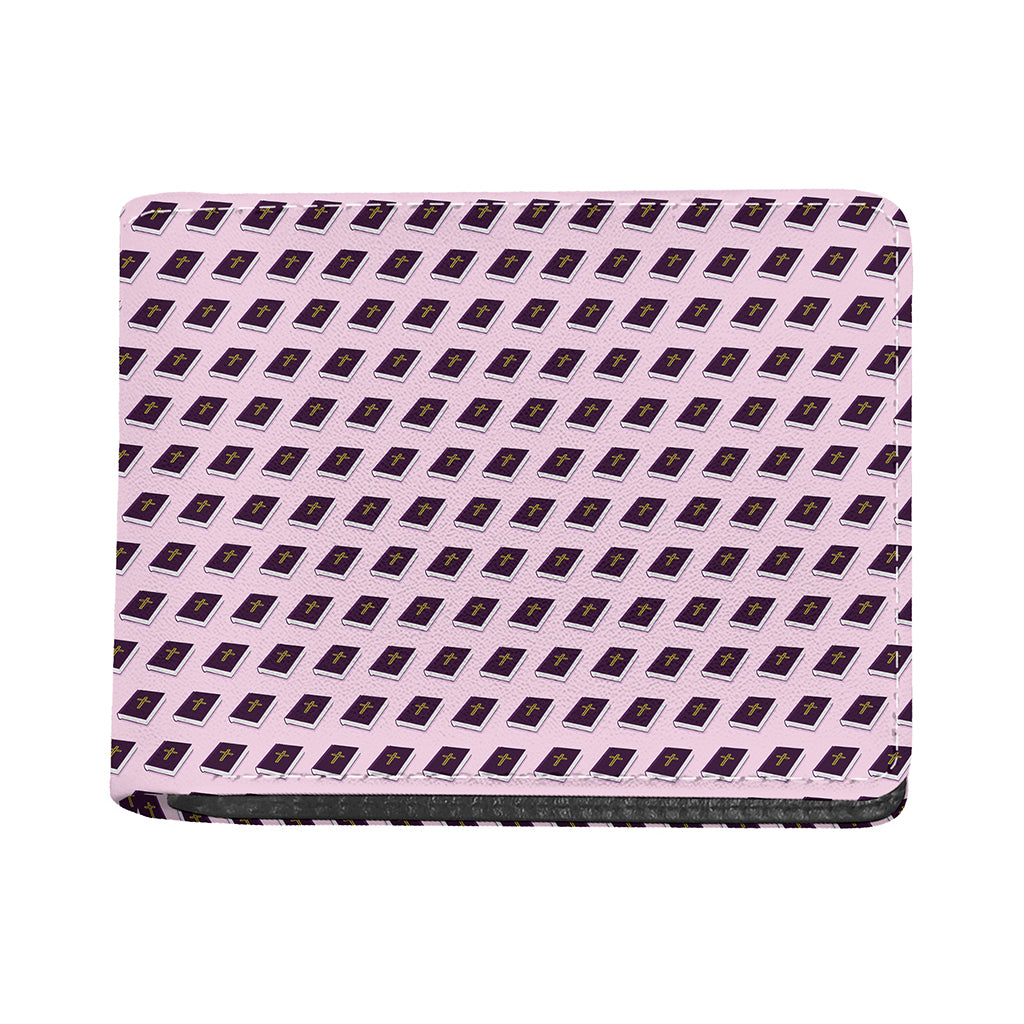 Purple Holy Bible Pattern Print Bifold Wallet