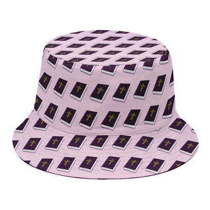 Purple Holy Bible Pattern Print Bucket Hat