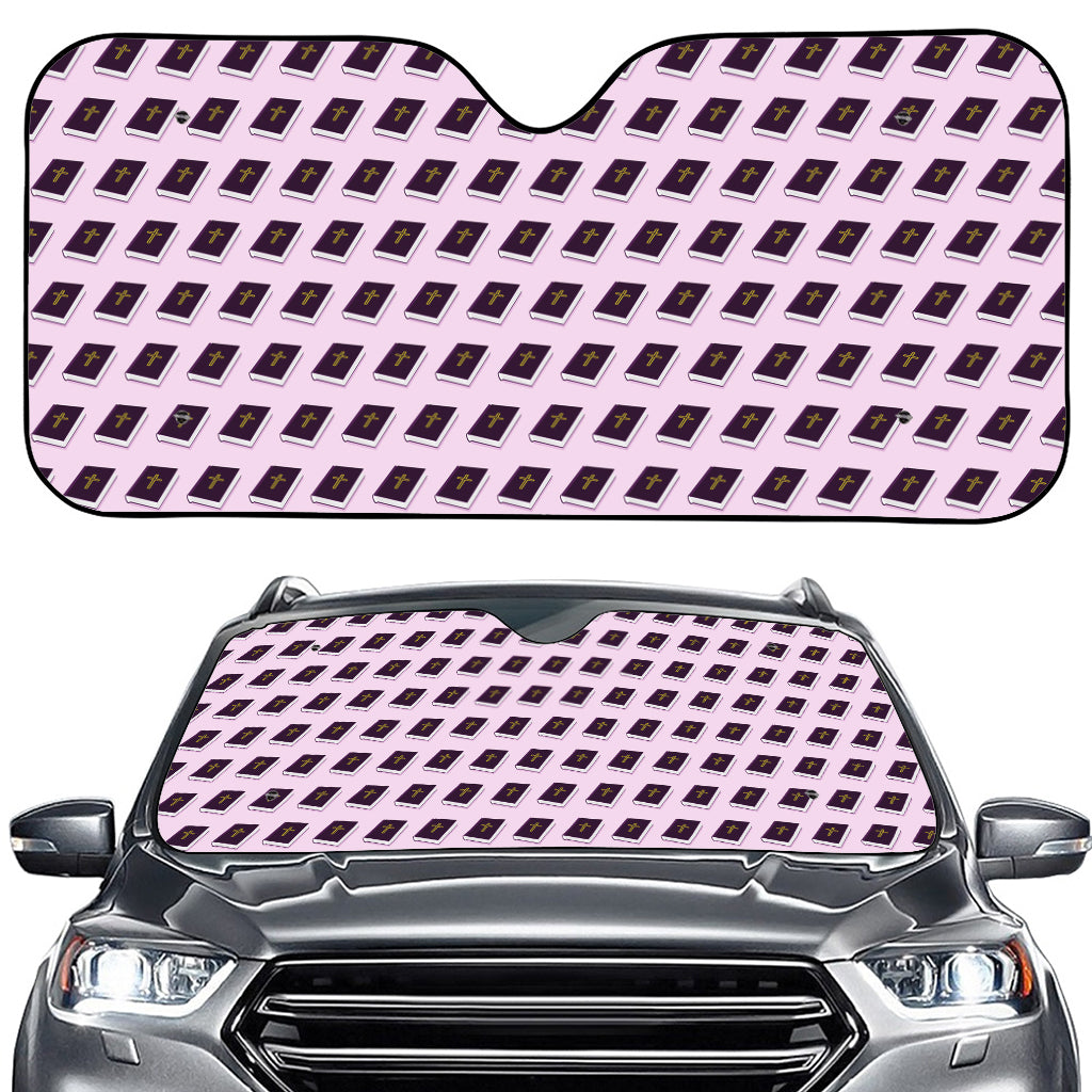 Purple Holy Bible Pattern Print Car Windshield Sun Shade