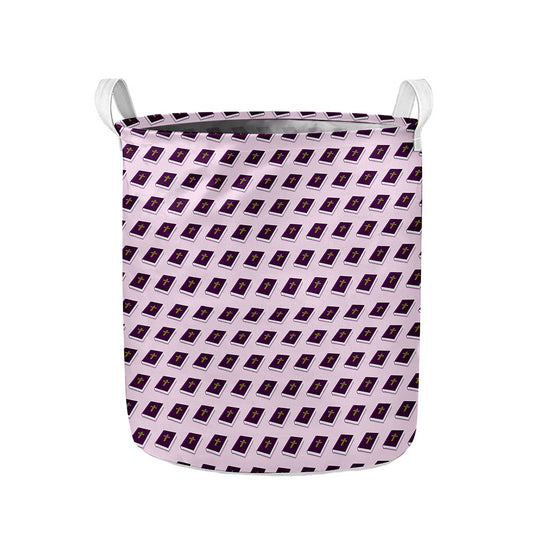 Purple Holy Bible Pattern Print Collapsible Laundry Basket